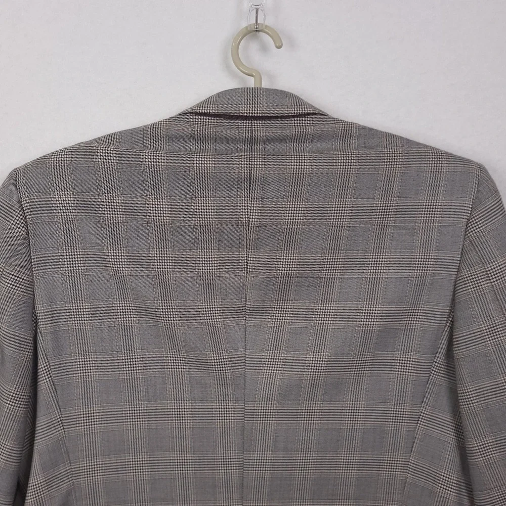 Trussini Blazer Mens 58 Gray Glen Plaid Wool Sport Coat Loro Piana Italy